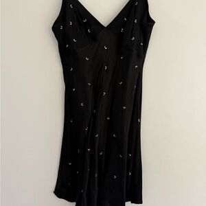 Zara Black Sleeveless V-Neck Slip Dress